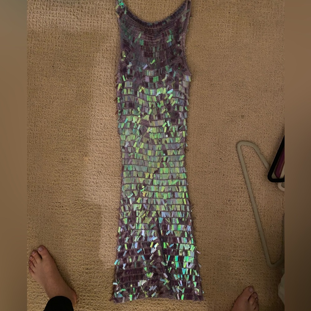 Iridescent Sequin Sleeveless Dress